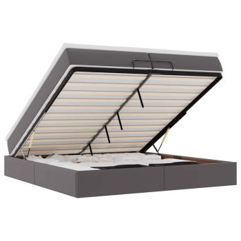 Ottoman-Bett mit Matratzen Grau 200x200 cm Kunstleder