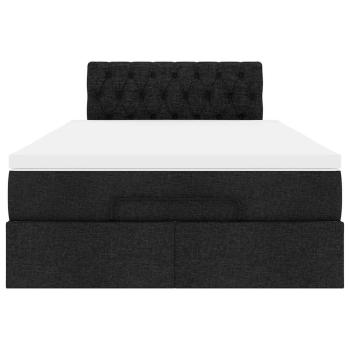 Ottoman-Bett mit Matratze Schwarz 120x200 cm Stoff