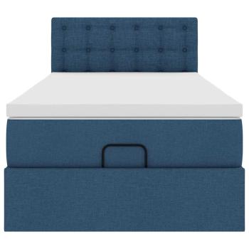 Ottoman-Bett mit Matratze Blau 100x200 cm Stoff