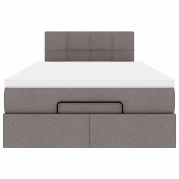 Ottoman-Bett mit Matratze Taupe 120x190 cm Stoff