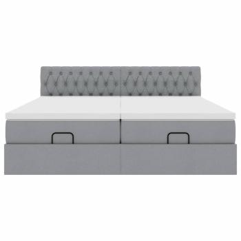 Ottoman-Bett mit Matratzen & LEDs Hellgrau 180x200 cm Stoff