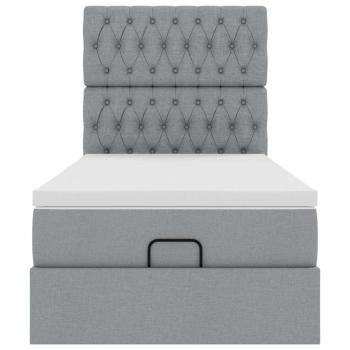 Ottoman-Bett mit Matratze Hellgrau 90x200 cm Stoff