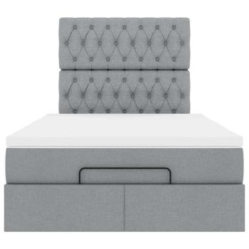 Ottoman-Bett mit Matratze Hellgrau 120x190 cm Stoff