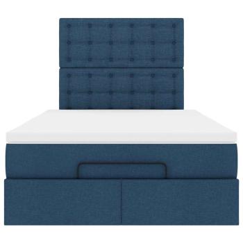 Ottoman-Bett mit Matratze Blau 120x200 cm Stoff