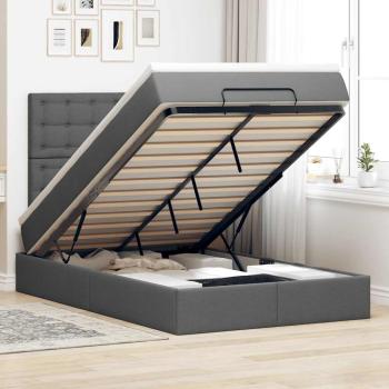 ARDEBO.de - Ottoman-Bett mit Matratze Dunkelgrau 120x190 cm Stoff