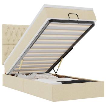 Ottoman-Bett mit Matratze Creme 90x200 cm Stoff