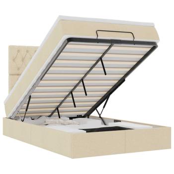 Ottoman-Bett mit Matratze Creme 120x190 cm Stoff