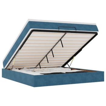 Ottoman-Bett mit Matratze Dunkelblau 180x200 cm Samt