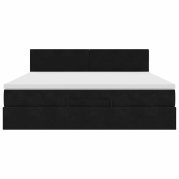 Ottoman-Bett mit Matratze Schwarz 180x200 cm Samt