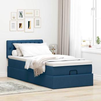 ARDEBO.de - Ottoman-Bett mit Matratze Blau 100x200 cm Stoff