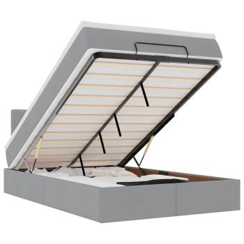 Ottoman-Bett mit Matratze Hellgrau 120x200 cm Stoff