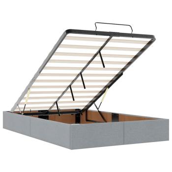 Ottoman-Bett mit Matratze Hellgrau 120x200 cm Stoff