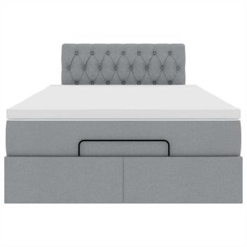 Ottoman-Bett mit Matratze Hellgrau 120x200 cm Stoff