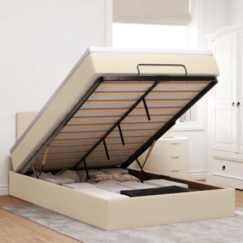 ARDEBO.de - Ottoman-Bett mit Matratze Creme 120x200 cm Stoff