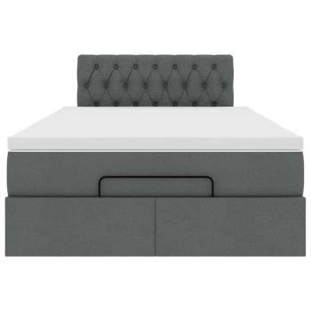 Ottoman-Bett mit Matratze Dunkelgrau 120x190 cm Stoff