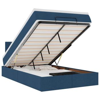 Ottoman-Bett mit Matratze Blau 120x190 cm Stoff