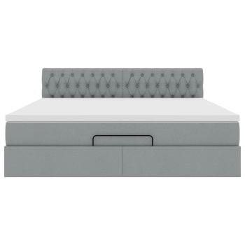 Ottoman-Bett mit Matratze Hellgrau 160x200 cm Stoff