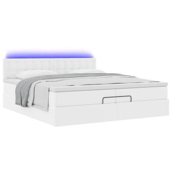 Ottoman-Bett mit Matratze Reinweiß 200x200 cm Kunstleder