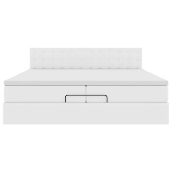 Ottoman-Bett mit Matratze Reinweiß 200x200 cm Kunstleder
