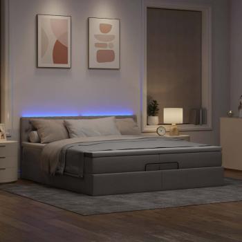 Ottoman-Bett mit Matratzen Taupe 200x200 cm Stoff