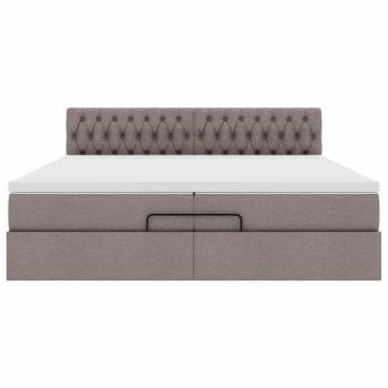 Ottoman-Bett mit Matratzen Taupe 200x200 cm Stoff