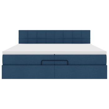 Ottoman-Bett mit Matratzen Blau 200x200 cm Stoff