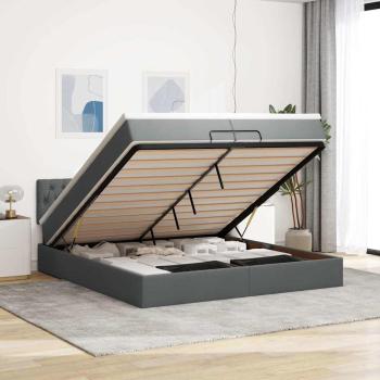 ARDEBO.de - Ottoman-Bett mit Matratzen Dunkelgrau 200x200 cm Stoff