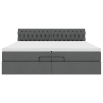 Ottoman-Bett mit Matratzen Dunkelgrau 200x200 cm Stoff