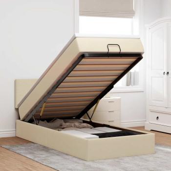 ARDEBO.de - Ottoman-Bett mit Matratze Creme 90x190 cm Stoff