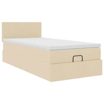 Ottoman-Bett mit Matratze Creme 90x190 cm Stoff
