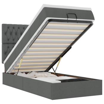 Ottoman-Bett mit Matratze Dunkelgrau 90x200 cm Stoff