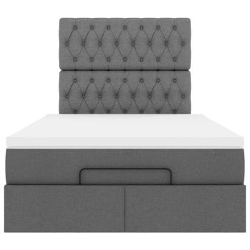 Ottoman-Bett mit Matratze Dunkelgrau 120x200 cm Stoff