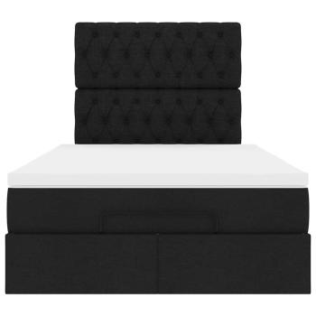 Ottoman-Bett mit Matratze Schwarz 120x190 cm Stoff