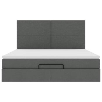 Ottoman-Bett mit Matratze Dunkelgrau 160x200 cm Stoff