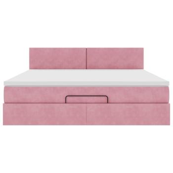 Ottoman-Bett mit Matratze Rosa 180x200 cm Samt