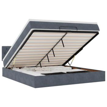 Ottoman-Bett mit Matratze Dunkelgrau 180x200 cm Samt