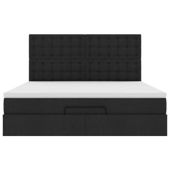 Ottoman-Bett mit Matratze Schwarz 180x200 cm Stoff