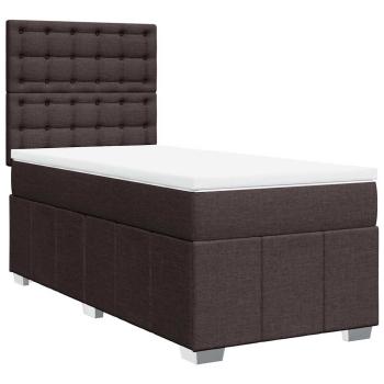 Boxspringbett mit Matratze Dunkelbraun 90x200 cm Stoff