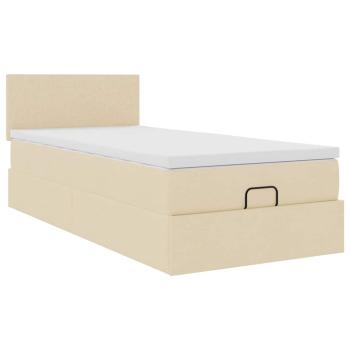 Ottoman-Bett mit Matratze Creme 100x200 cm Stoff