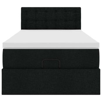 Ottoman-Bett mit Matratze Schwarz 90x190 cm Stoff