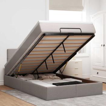 ARDEBO.de - Ottoman-Bett mit Matratze Taupe 120x200 cm Stoff