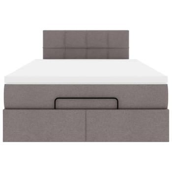 Ottoman-Bett mit Matratze Taupe 120x200 cm Stoff