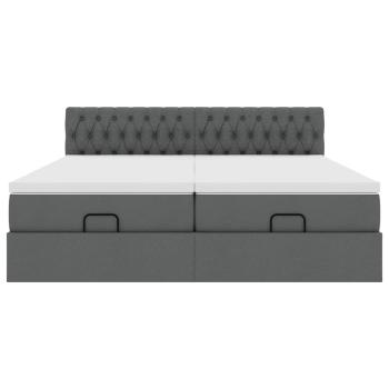 Ottoman-Bett mit Matratzen Dunkelgrau 180x200 cm Stoff