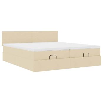 Ottoman-Bett mit Matratzen Creme 180x200 cm Stoff