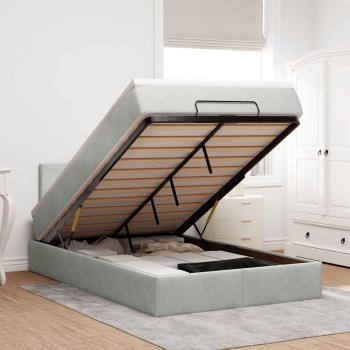 ARDEBO.de - Ottoman-Bett mit Matratze Hellgrau 120x190 cm Samt