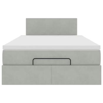 Ottoman-Bett mit Matratze Hellgrau 120x190 cm Samt