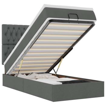 Ottoman-Bett mit Matratze Dunkelgrau 100x200 cm Stoff