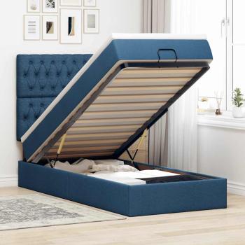 ARDEBO.de - Ottoman-Bett mit Matratze Blau 90x200 cm Stoff