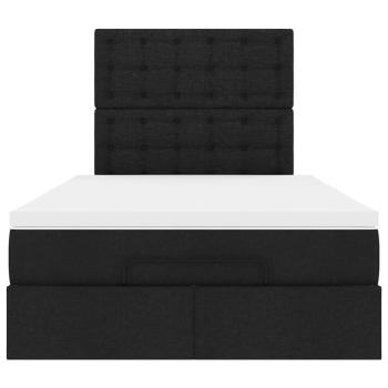 Ottoman-Bett mit Matratze Schwarz 120x190 cm Stoff