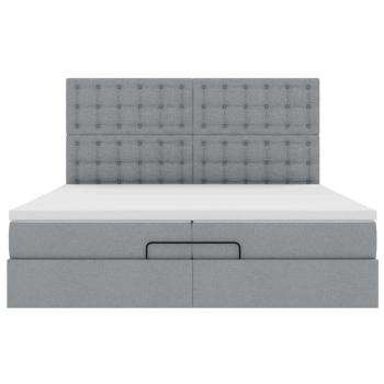 Ottoman-Bett mit Matratzen Hellgrau 200x200 cm Stoff